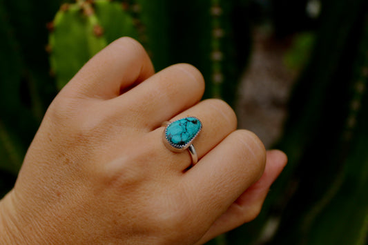 Size 8- Turquoise Sterling Silver Ring