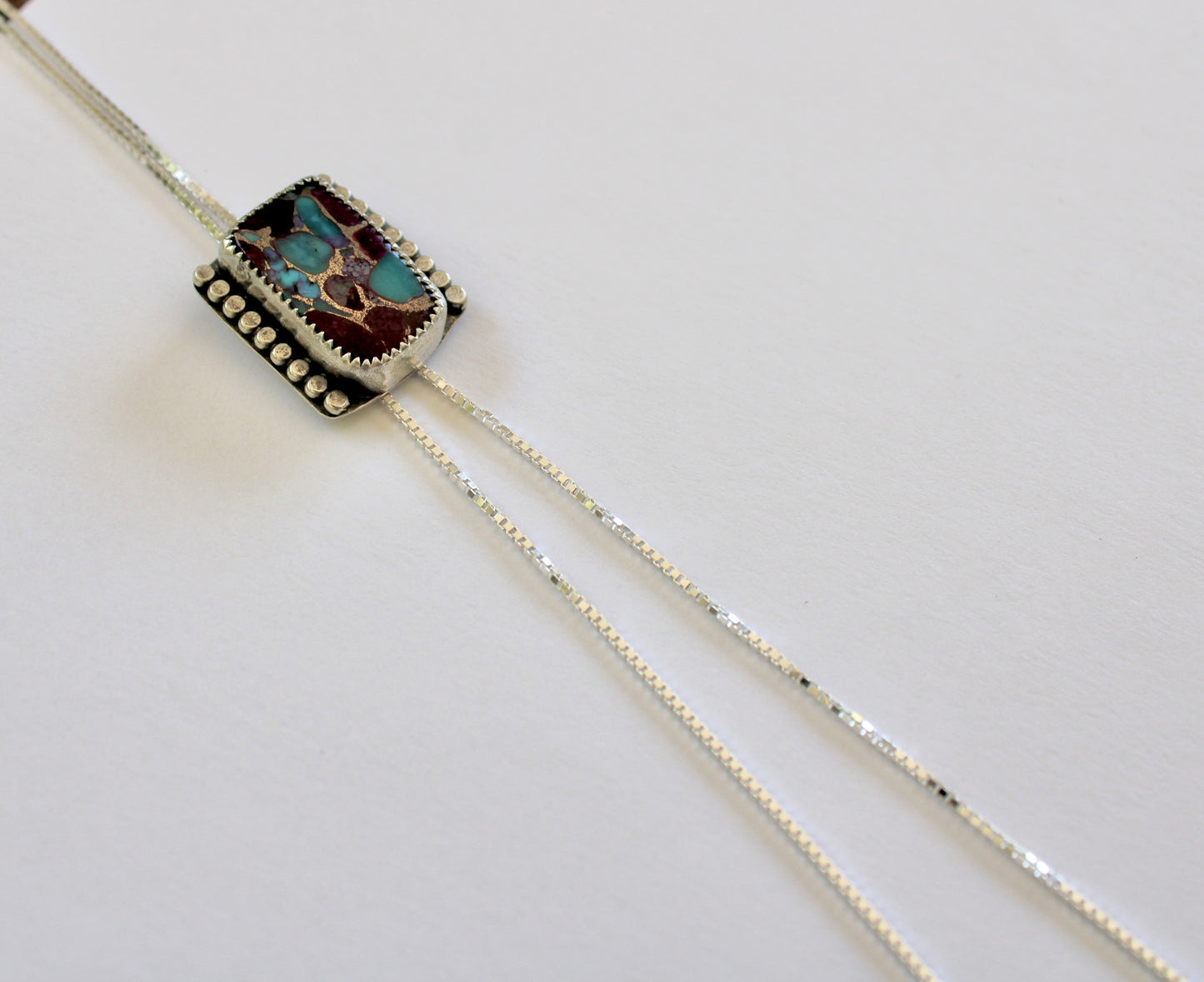 Purple Dahlia Turquoise Bolo Necklace
