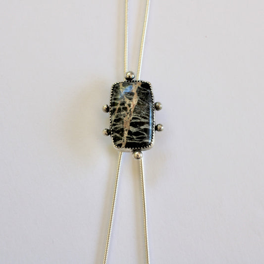 White Buffalo Turquoise Bolo Necklace