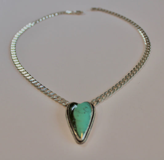 Turquoise Heart Curb Chain Necklace