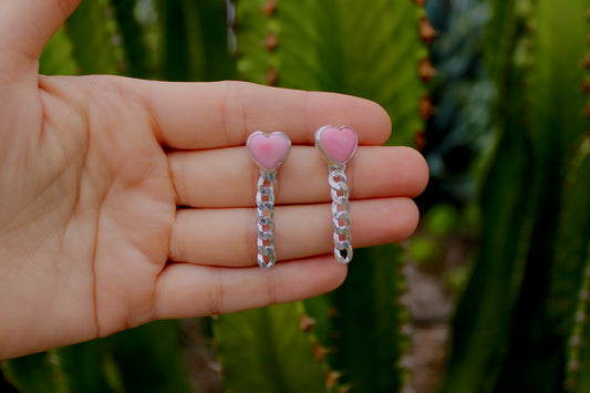 Heart Curb Chain Earrings