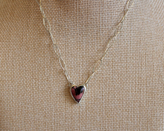 Pink Rhodonite Heart Choker Necklace