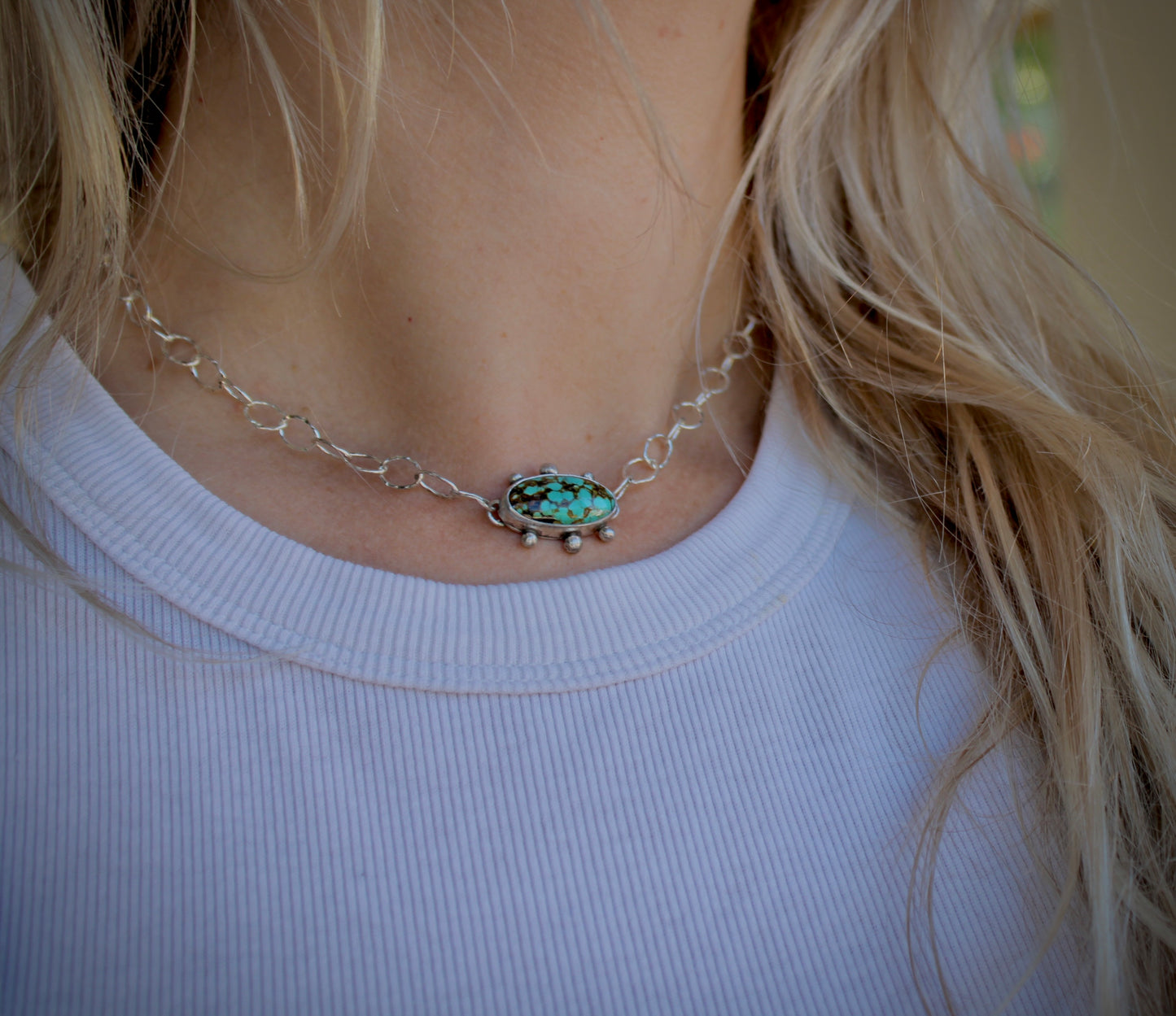 Polychrome Turquoise Choker Necklace