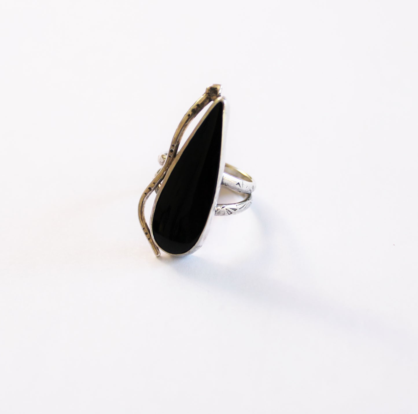 Size 9 1/4 -Black Onyx Snake Ring