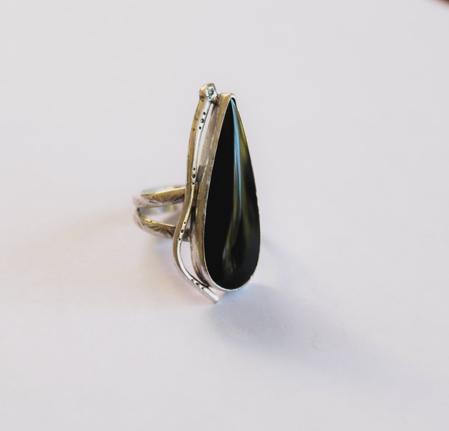 Size 9 1/4 -Black Onyx Snake Ring
