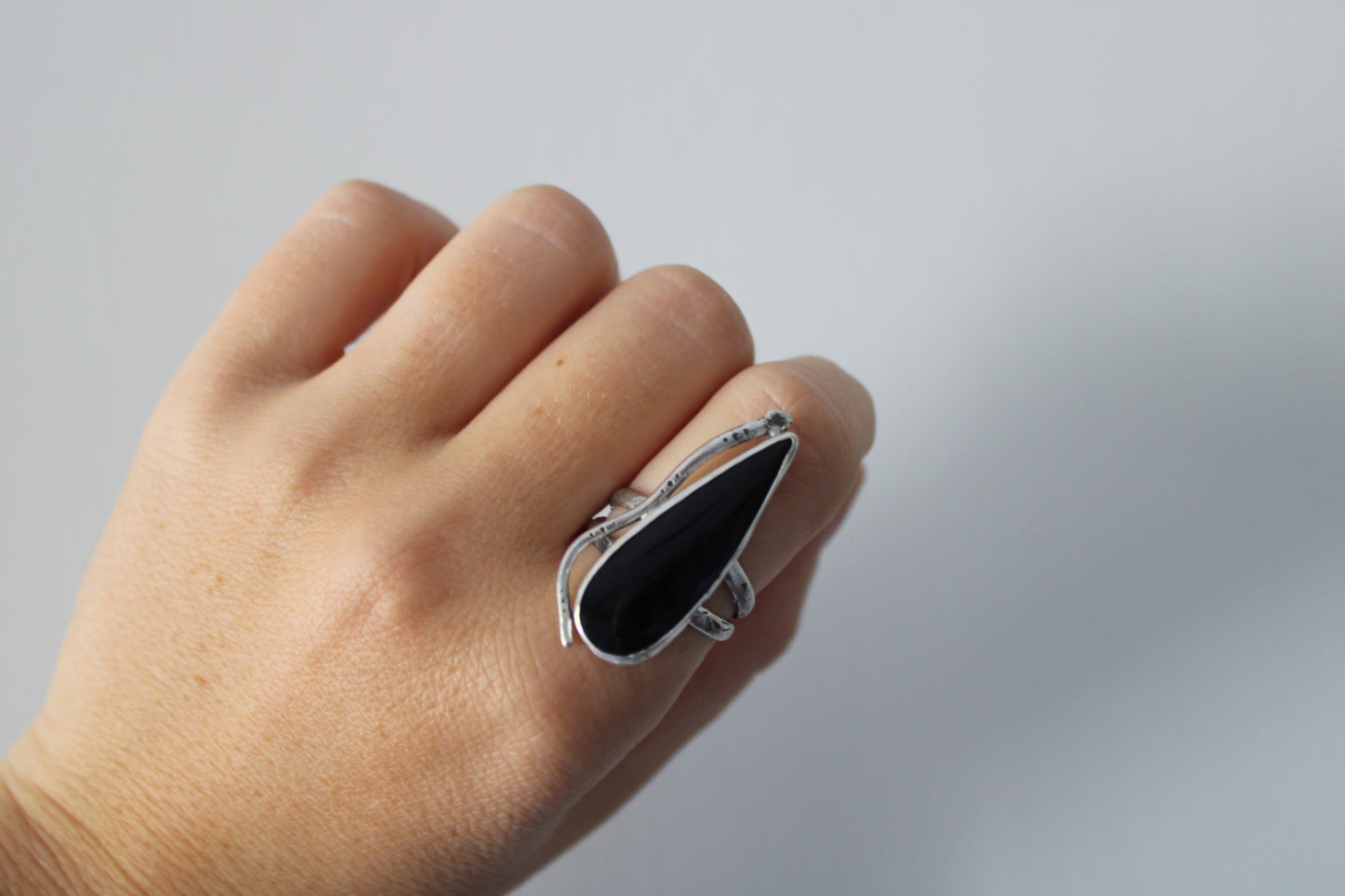 Size 9 1/4 -Black Onyx Snake Ring