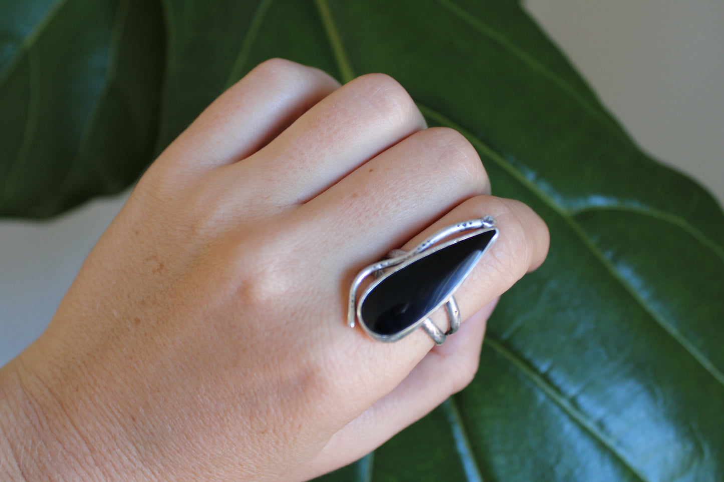 Size 9 1/4 -Black Onyx Snake Ring