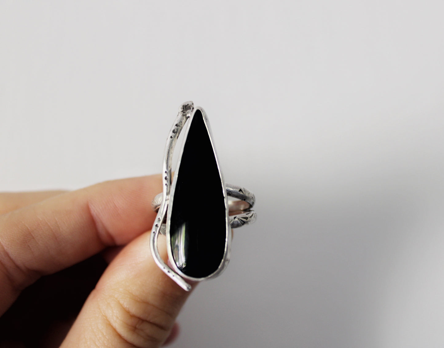 Size 9 1/4 -Black Onyx Snake Ring