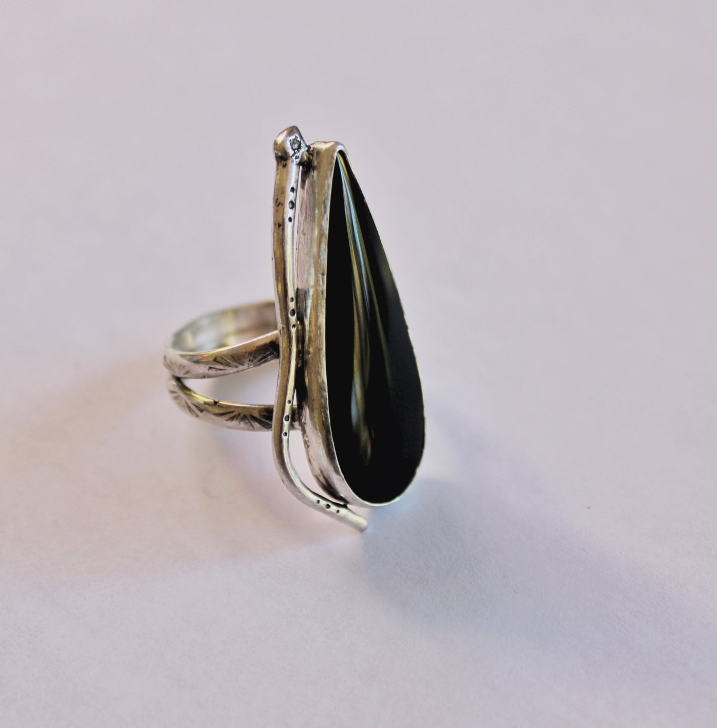 Size 9 1/4 -Black Onyx Snake Ring