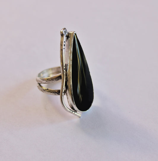 Size 9 1/4 -Black Onyx Snake Ring