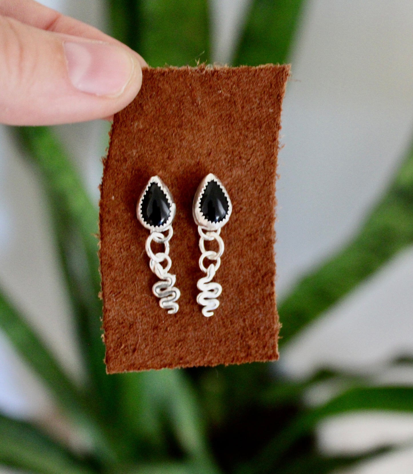 Black Onyx snake studs