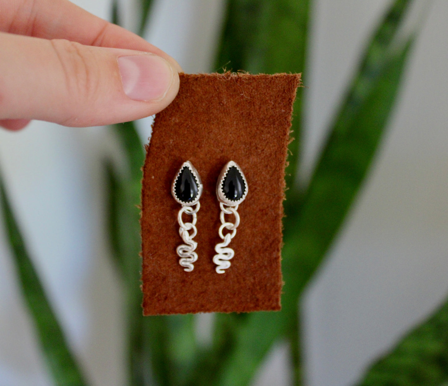 Black Onyx snake studs