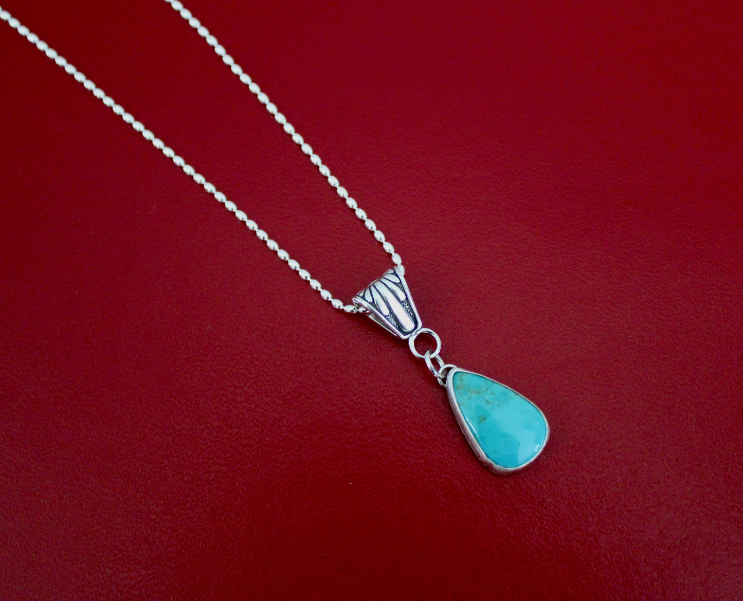 Royston Turquoise Pendant on beaded chain