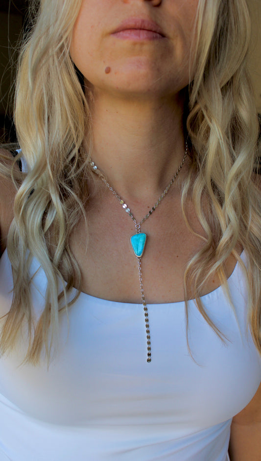 Blue Gem Turquoise Lariat Necklace