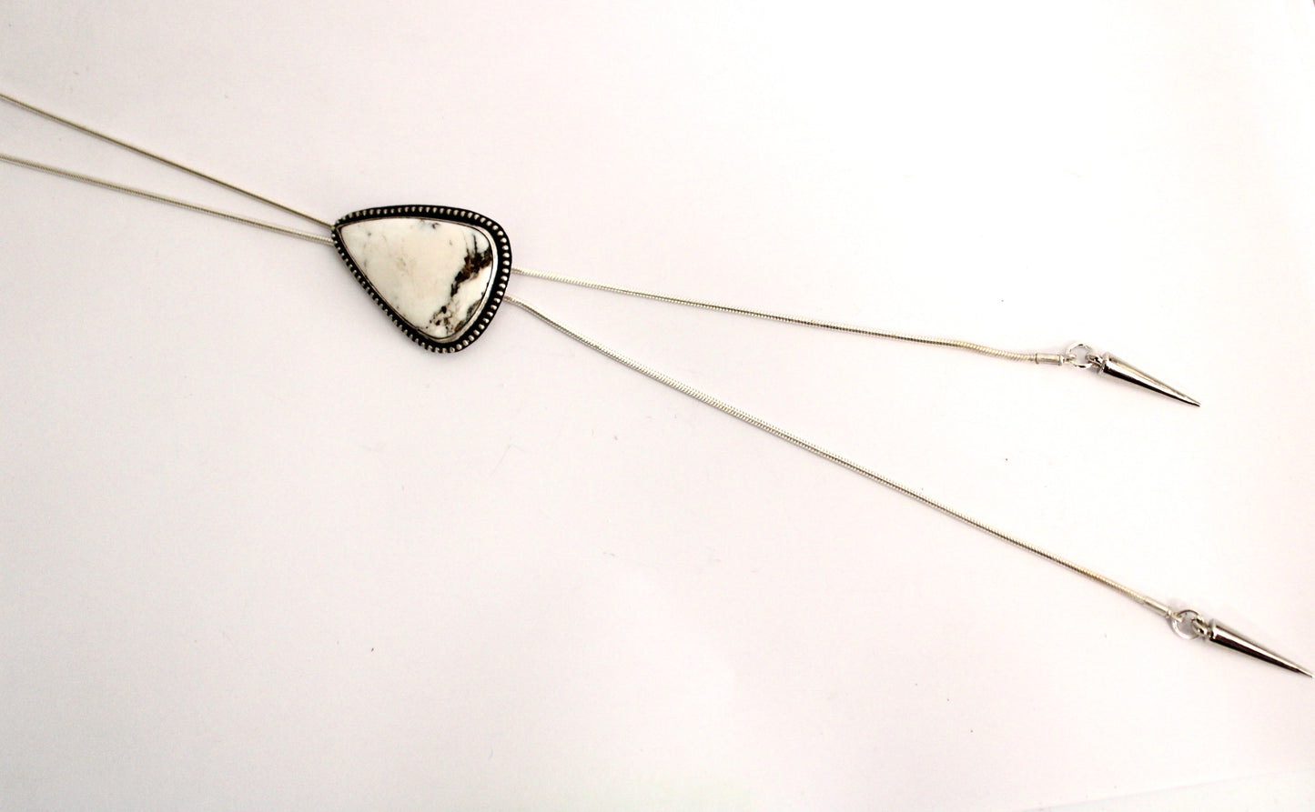 White Buffalo Turquoise Bolo Necklace on Snake chain