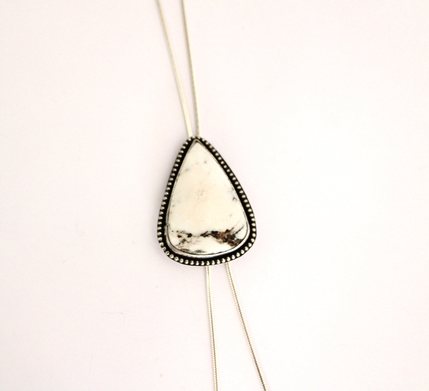 White Buffalo Turquoise Bolo Necklace on Snake chain