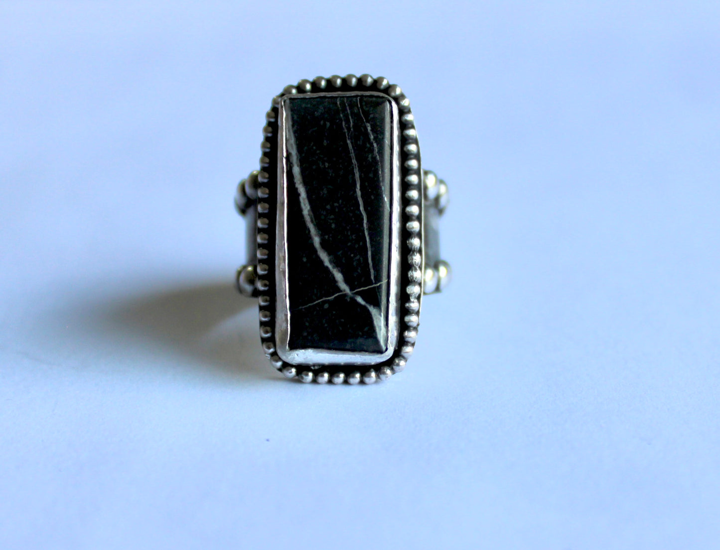 Size 8.5 White Buffalo Turquoise beaded ring