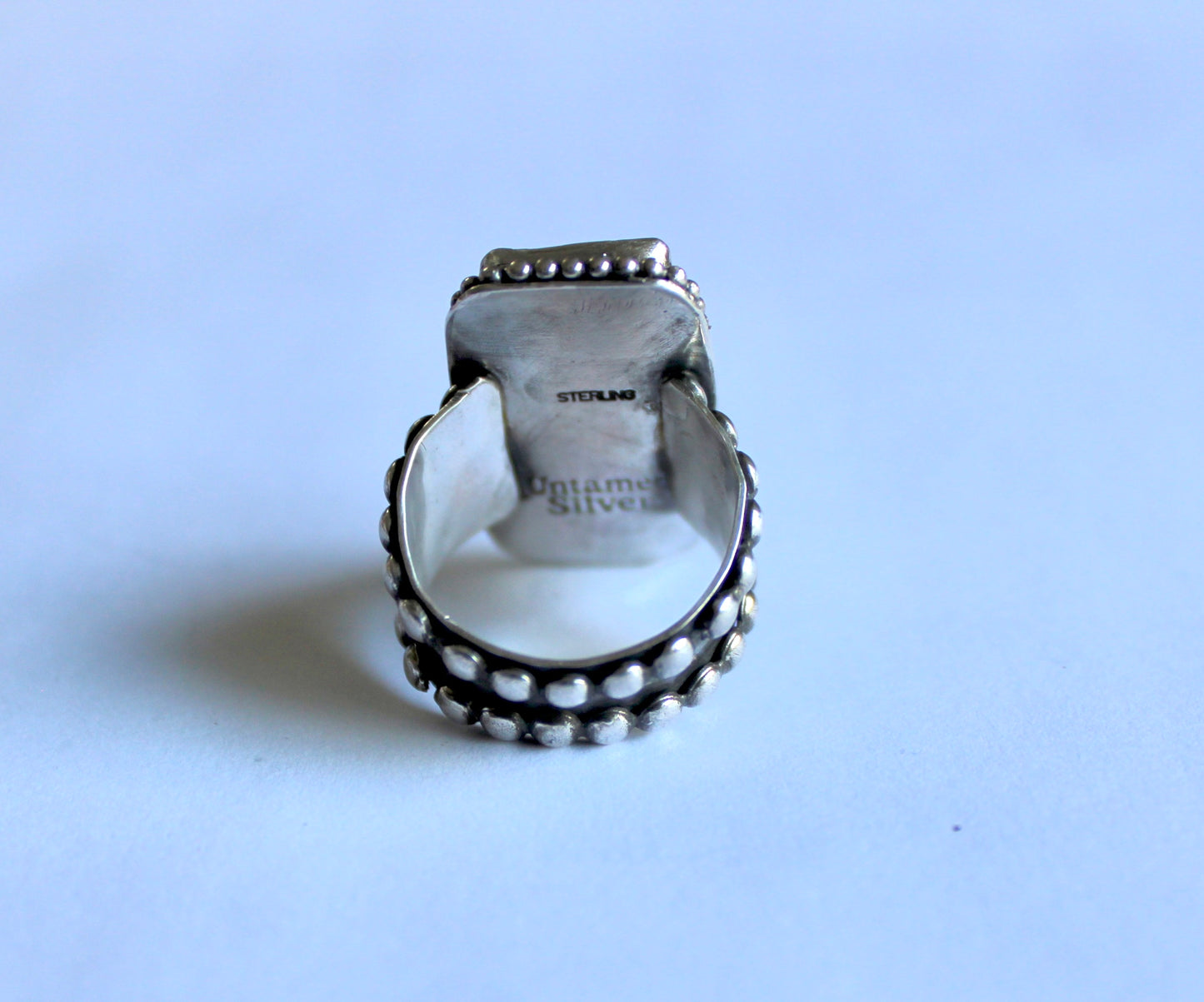 Size 8.5 White Buffalo Turquoise beaded ring