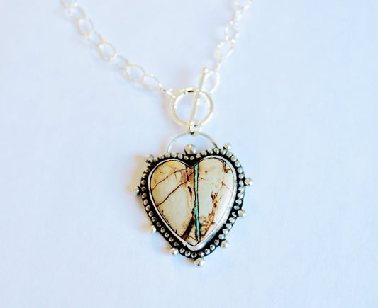 Royston Ribbon Turquoise Heart Toggle Necklace