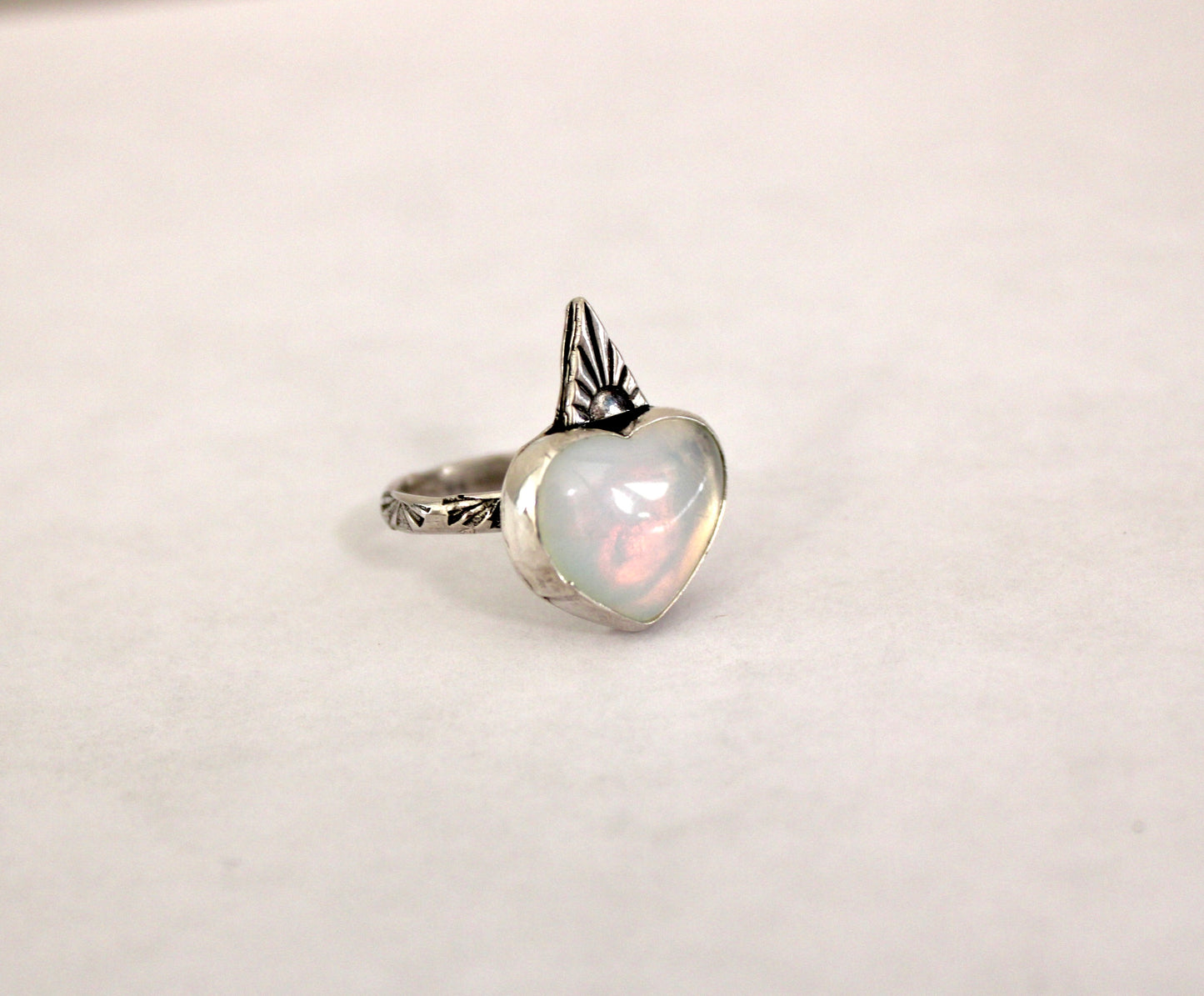 Opalite Heart Ring - Size 8