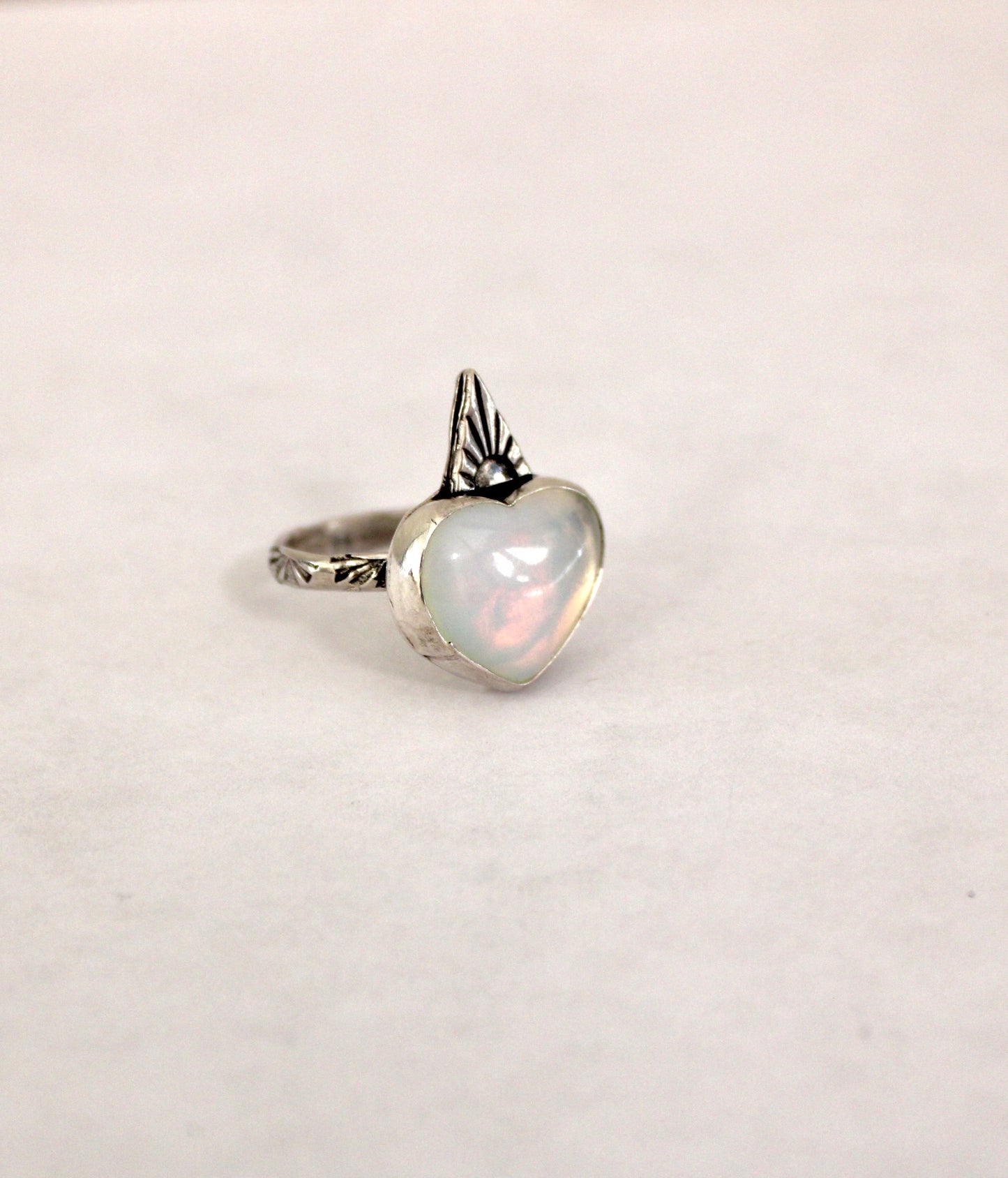 Opalite Heart Ring - Size 8