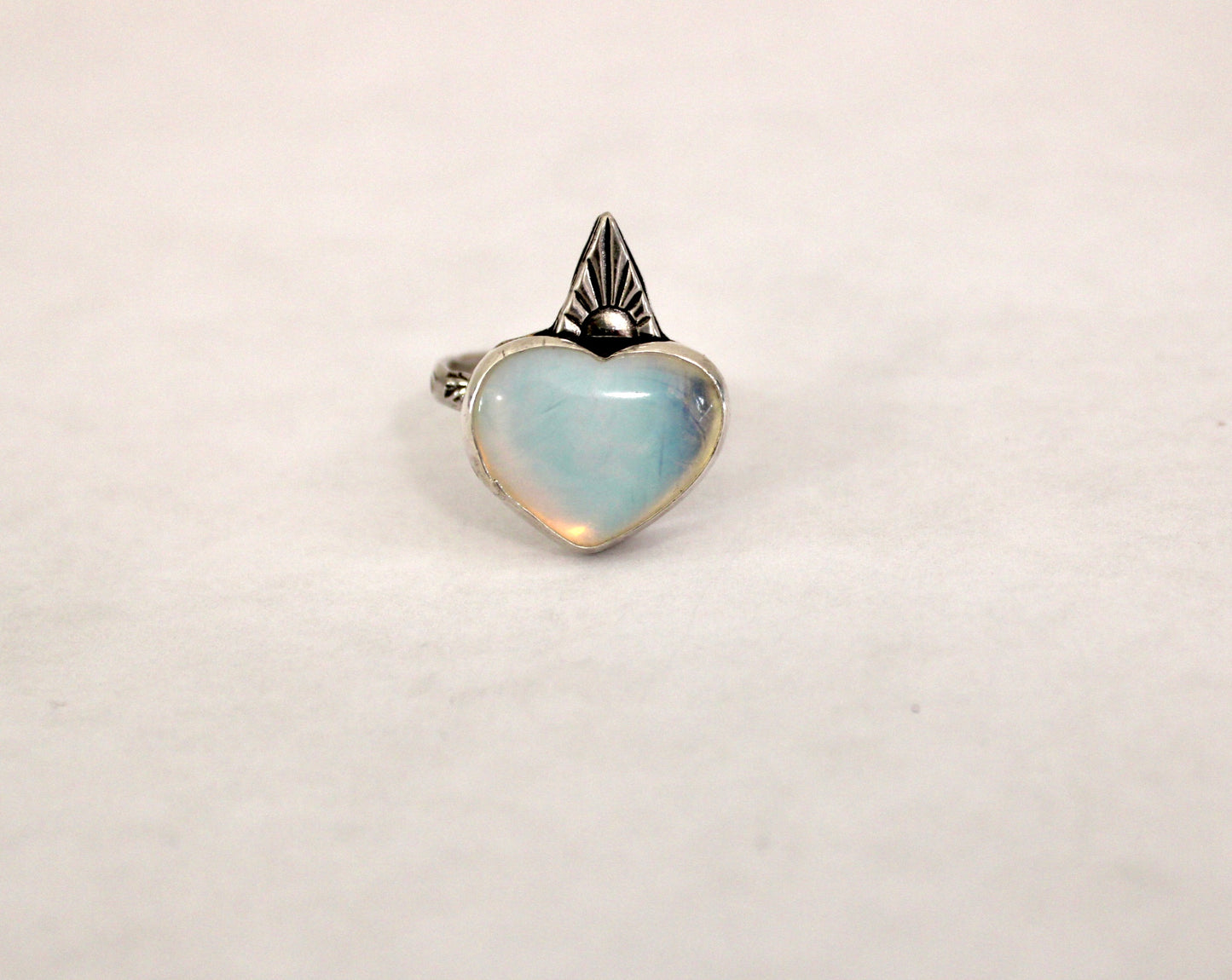 Opalite Heart Ring - Size 8