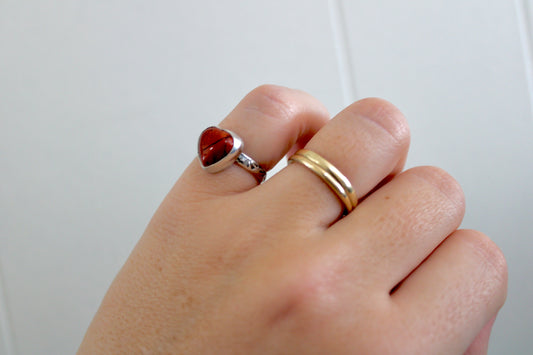 Red Howlite Heart Ring-Size 5