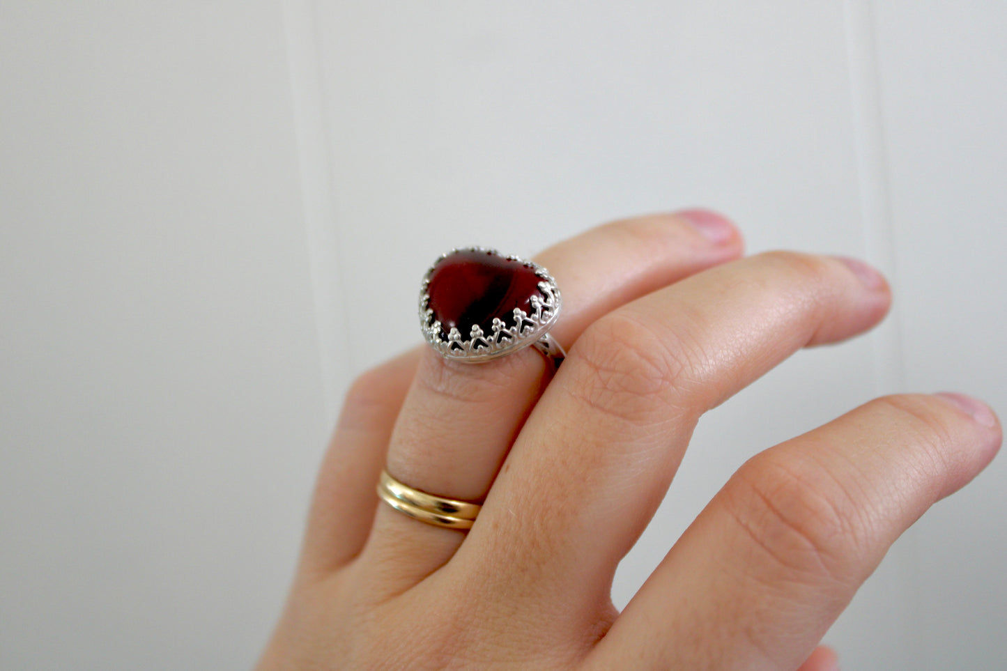 Jasper Heart Ring- size 7