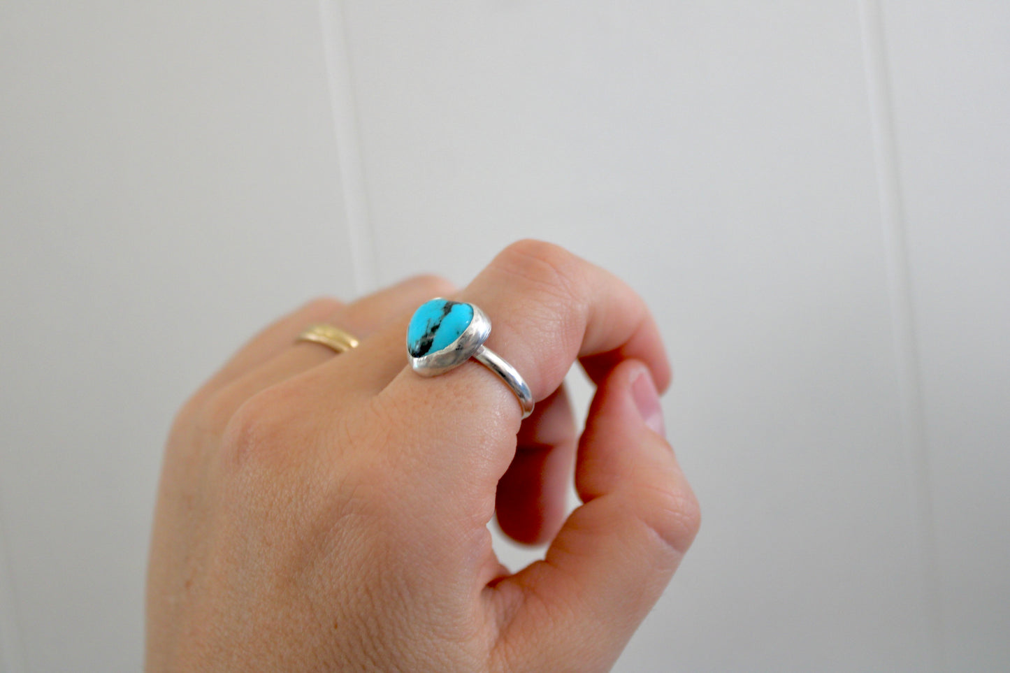 Kingman Turquoise Heart Ring size 7.5