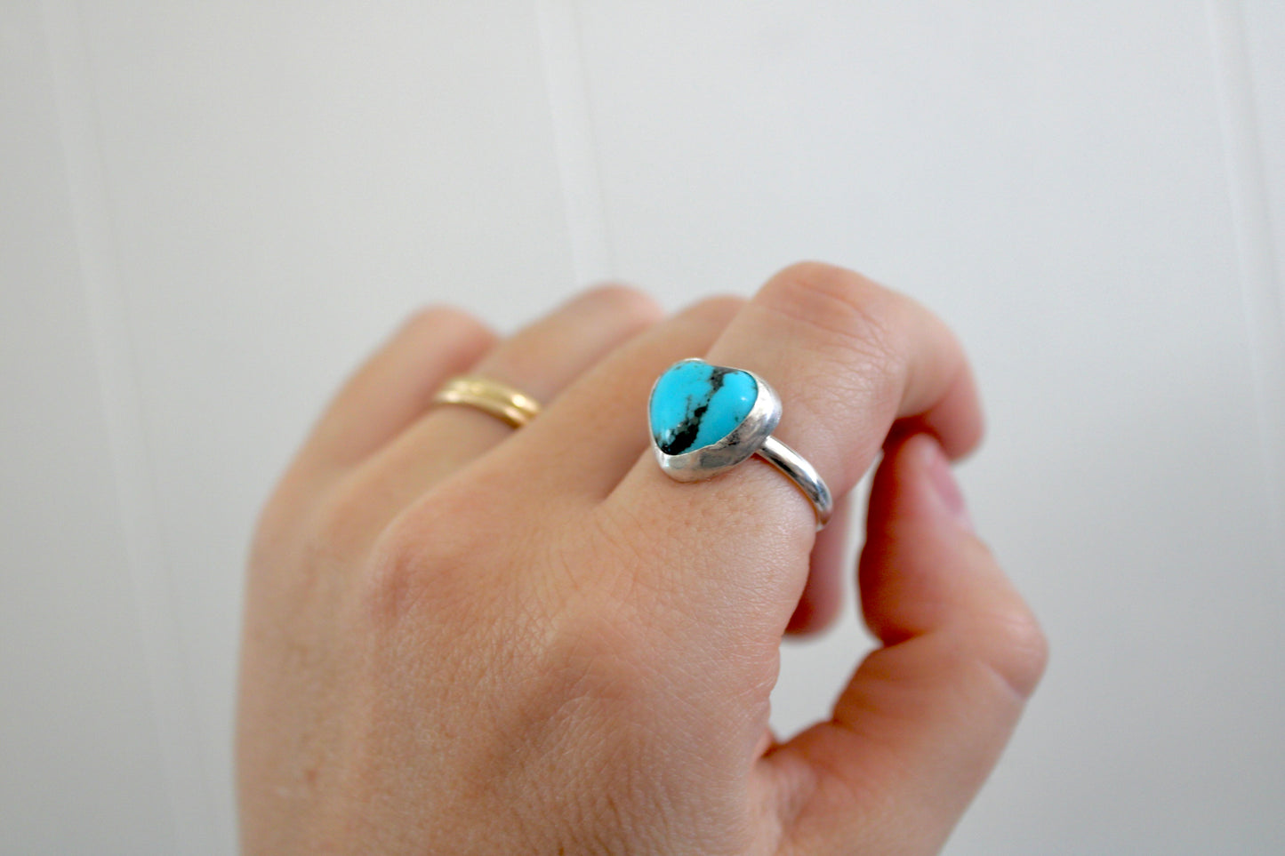 Kingman Turquoise Heart Ring size 7.5