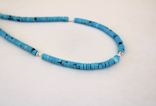 Golden Hills Composite Heishi beaded necklace with Sterling Silver accents