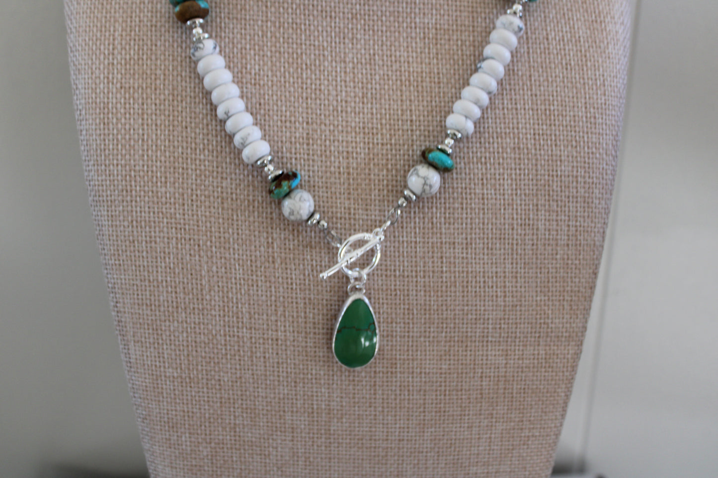 Nina Maria Turquoise toggle necklace on beaded chain