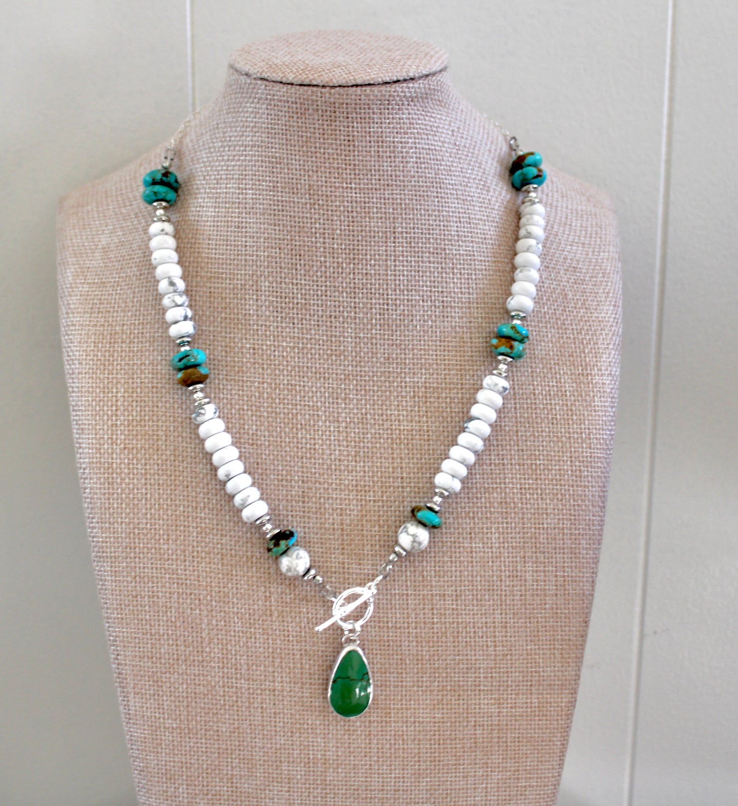 Nina Maria Turquoise toggle necklace on beaded chain