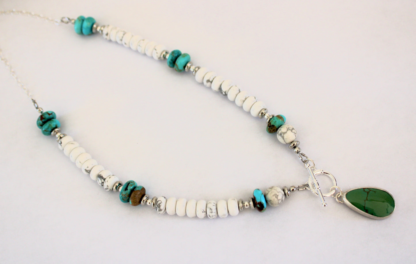 Nina Maria Turquoise toggle necklace on beaded chain
