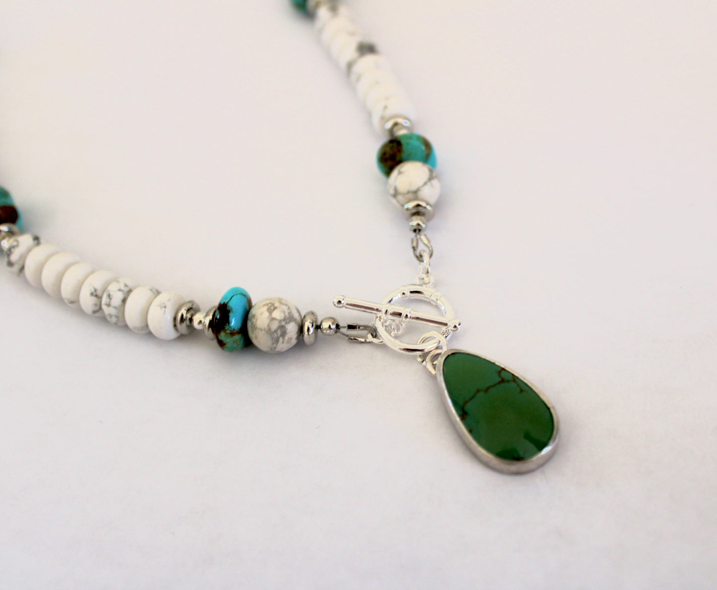 Nina Maria Turquoise toggle necklace on beaded chain