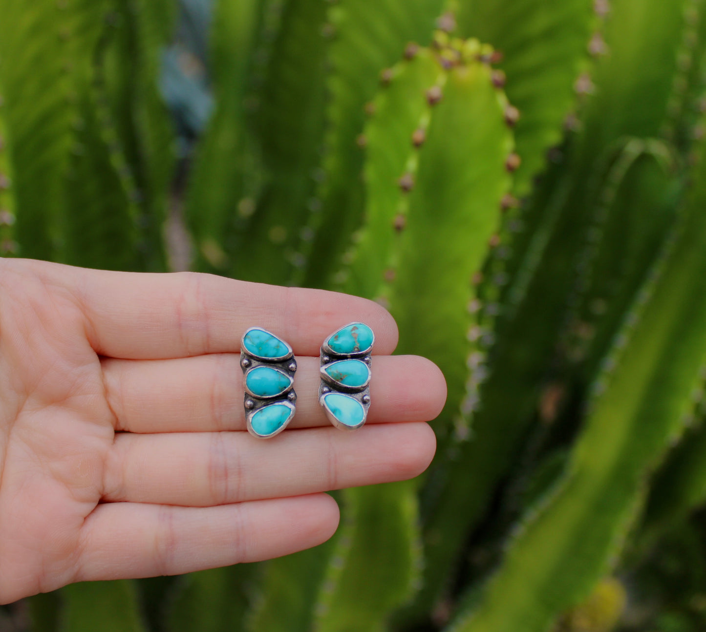 Lone Mountain Turquoise cluster studs