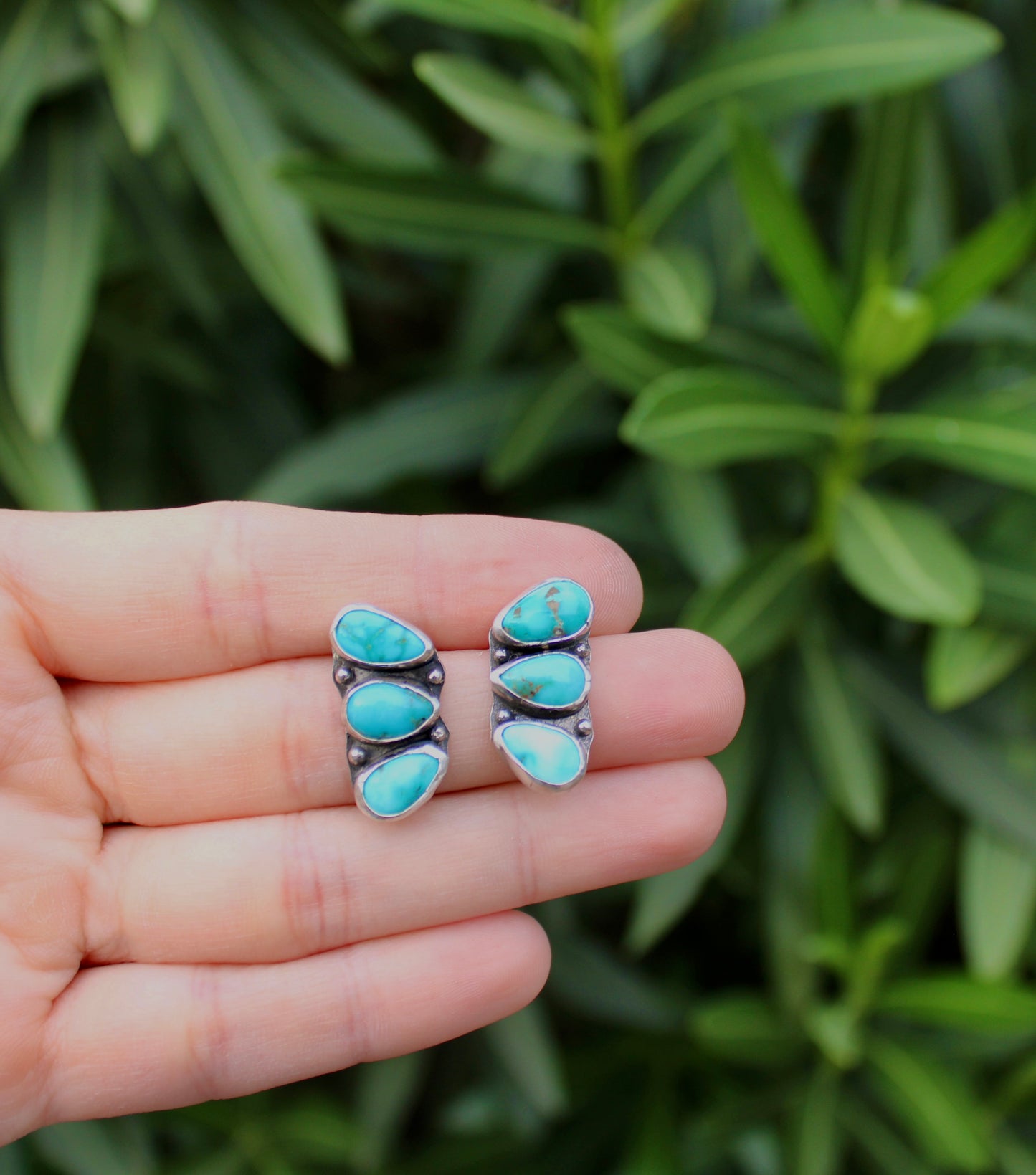 Lone Mountain Turquoise cluster studs
