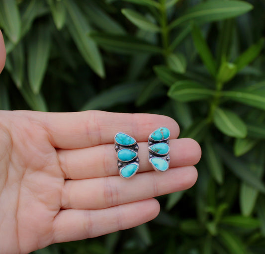 Lone Mountain Turquoise cluster studs