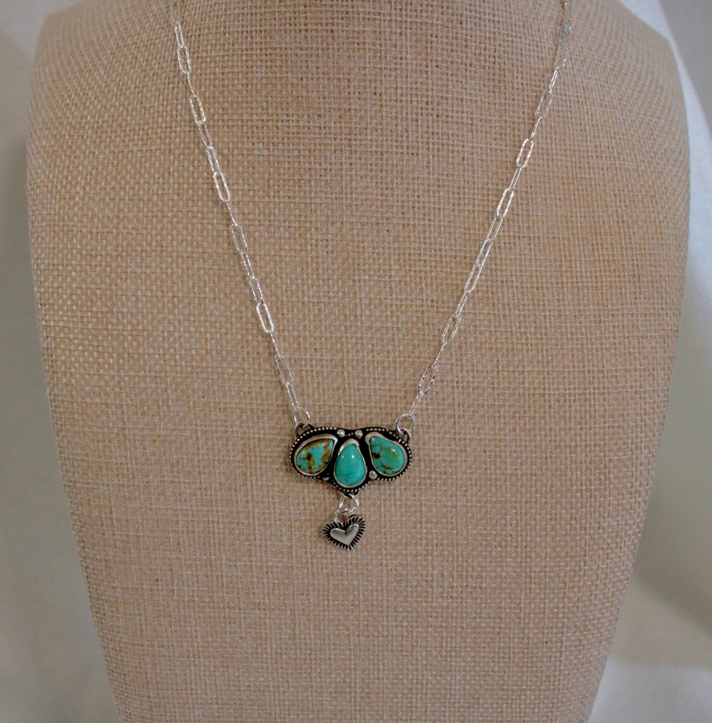 Sonoran Turquoise trio necklace with heart charm
