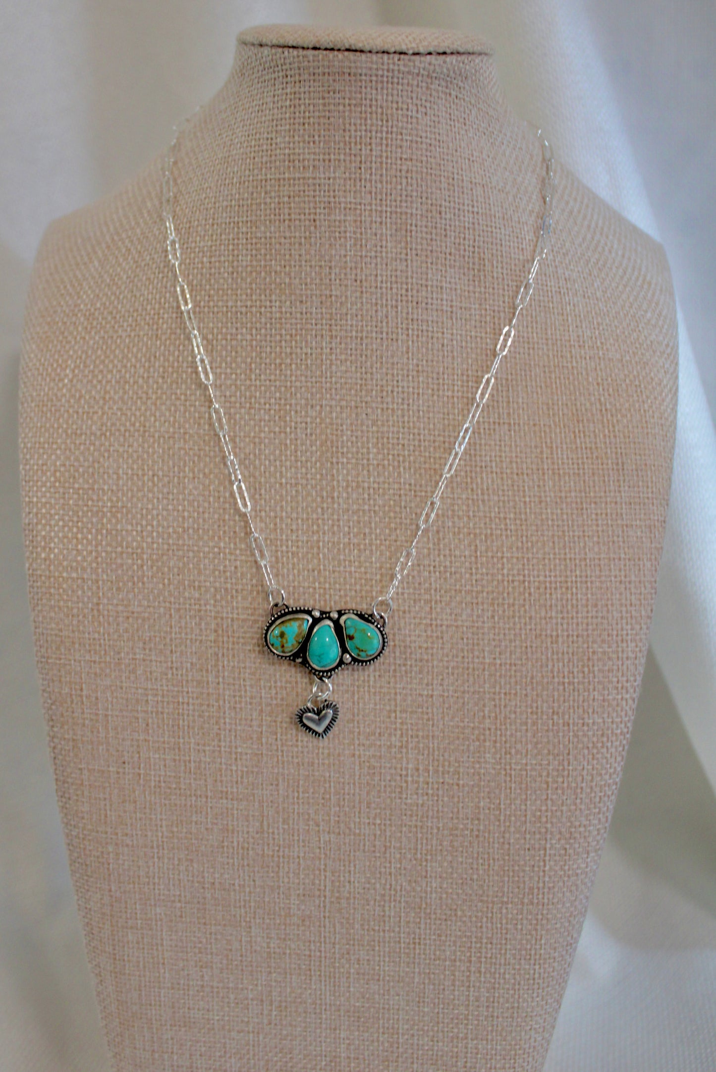 Sonoran Turquoise trio necklace with heart charm