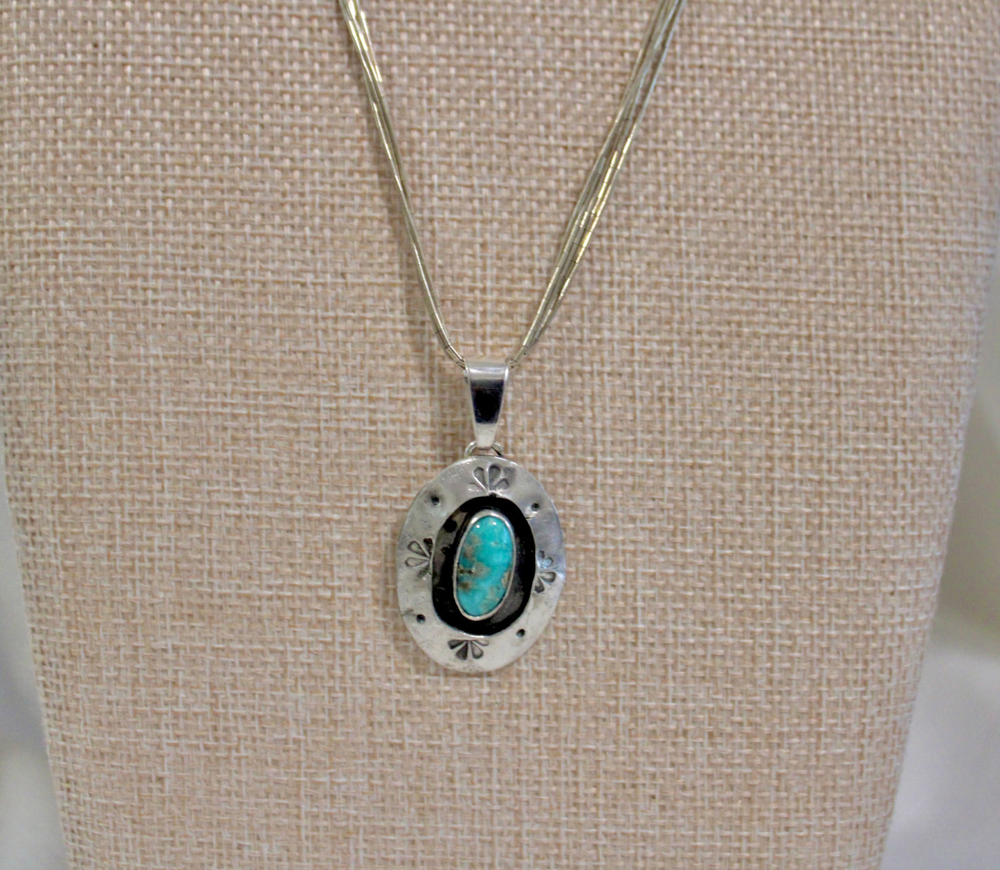 Shadow box pendant on vintage sterling chain