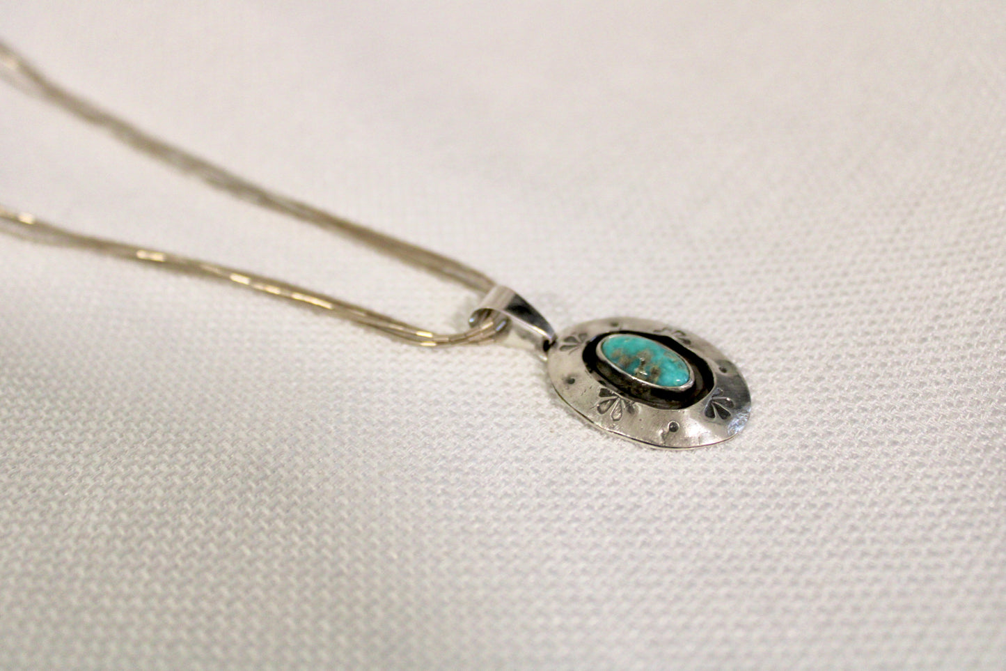 Shadow box pendant on vintage sterling chain