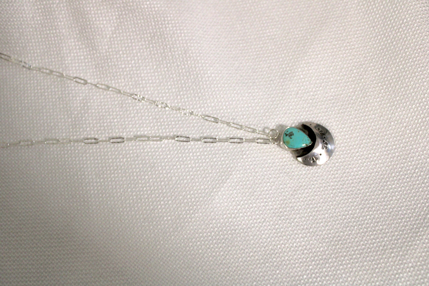 Kingman Turquoise hand stamped pendant