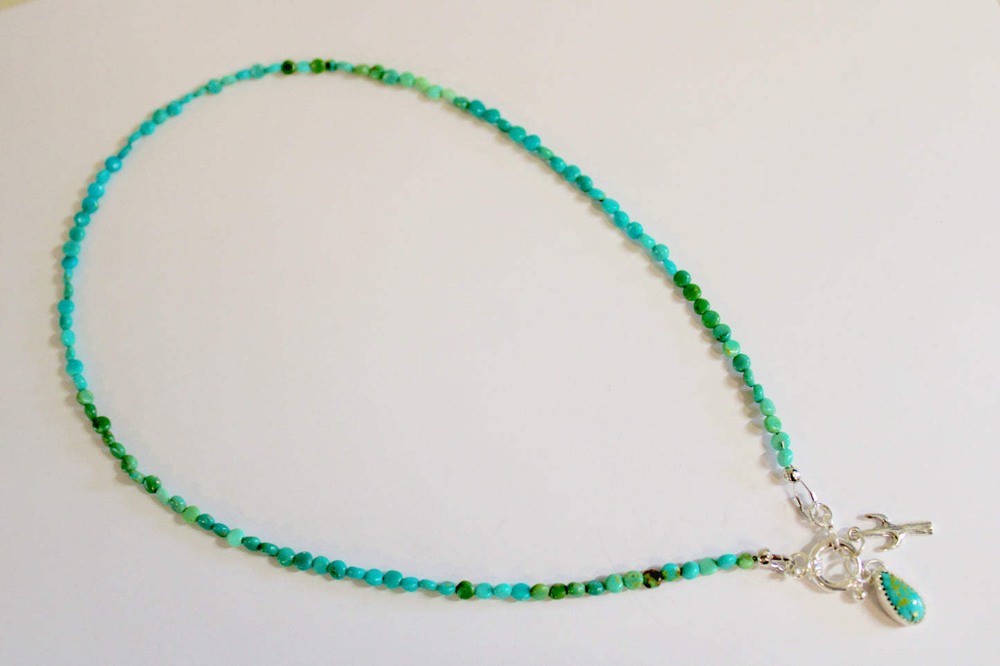Cactus Turquoise Beaded Charm Necklace