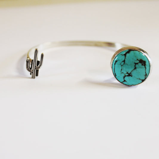 Cactus and Chilean Turquoise open Cuff