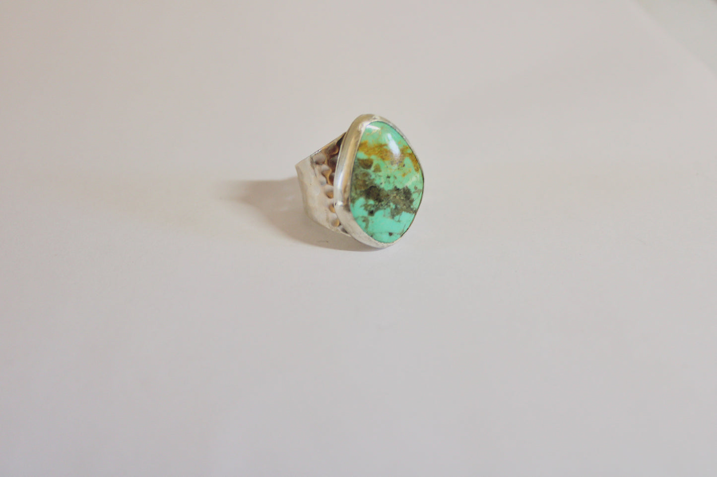 Sonoran Turquoise Hammered Ring- Size 8