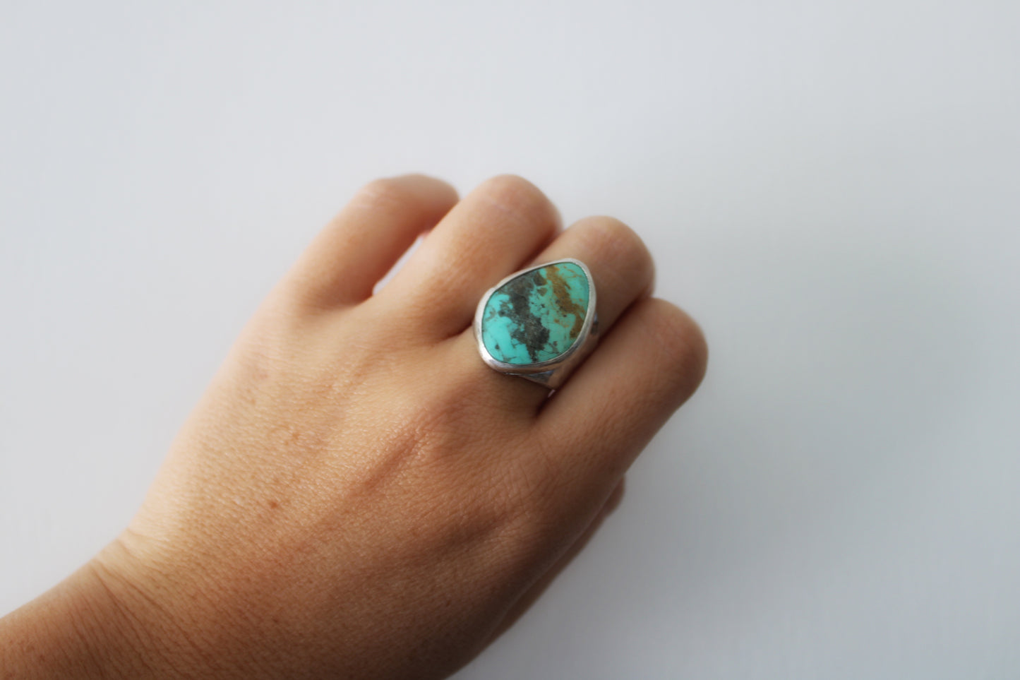 Sonoran Turquoise Hammered Ring- Size 8