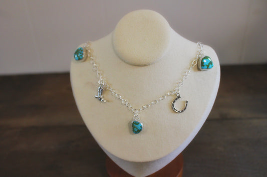 Sonoran Gold Turquoise Charm Necklace