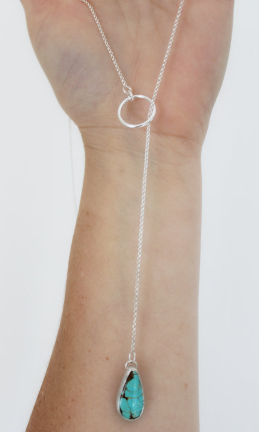 Number 8 Turquoise Lariat Necklace