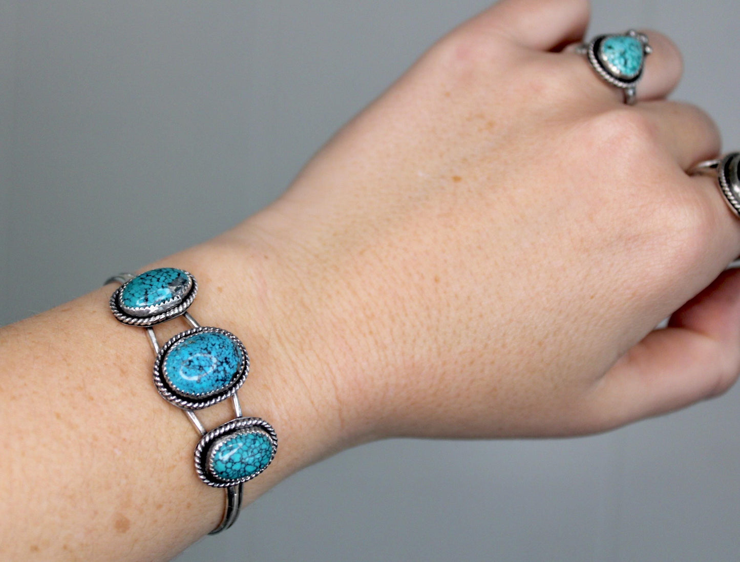 Triple Turquoise Sterling Silver Cuff
